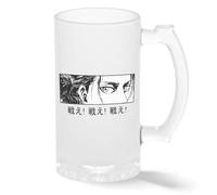 Eren Yeager Tatakae Anime Manga Fan Shingeki no Kyojin Taza de cristal pintado transparente Taza para de Beer 500ml