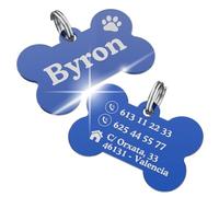 ErenBros Chapa perro grabada con nombre | Placa perro personalizada de acero inoxidable | Diseño único y duradero | Ideal como regalo para mascotas (Azul, Perro)