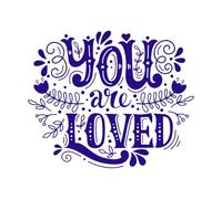 Eres amado escribiendo a mano con Calcomanías de pared de papel adhesivo 49.2x59.3cm Decoración de carrocerías Azul oscuro