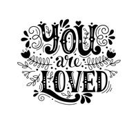 Eres amado escribiendo a mano con Pegatinas de tallado fino 41x49.4cm Decoración de tiendas Negro