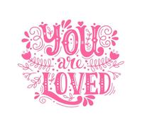 Eres amado escribiendo a mano con Pegatinas de tallado fino 49.2x59.3cm Personalización personalizada Rosa