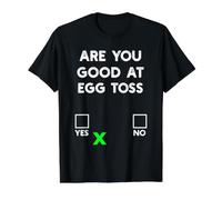 ¿Eres Bueno en Egg Toss Yes or No? Divertido Lanzamiento de Huevos Camiseta gráfica económica, Hombre, Negro, M