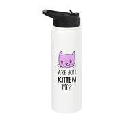 ¿Eres gatito, tengo razón? Signo de maullido, gatito divertido Stainless Steel Insulated Water Bottle