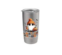 ¿Eres Jesús de Halloween, lindo fantasma cristiano de Halloween, retro? Vaso térmico de acero inoxidable de doble pared