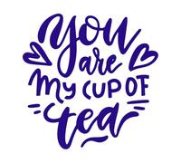 Eres mi taza de té dibujada a mano amor lineal Calcomanías de pared de papel adhesivo 67.2x67.2cm No daña la superficie de la pared Azul oscuro