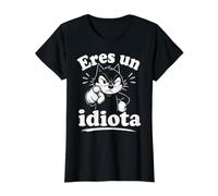 Eres Un Idiota Funny Cat Español Humor Diseño Camiseta gráfica económica, Mujer, Negro, L