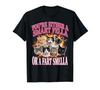 Eres un Tipo Inteligente o un Gato Meme Divertido de Pedo smella Camiseta gráfica económica, Hombre, Negro, L
