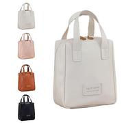 Eretinputc Makeup Bag, 2024 New Cosmetics Bags, Eretinputc Cosmetics Bags, PU Large Capacity Waterproof Travel Portable Makeup Bag with Divider and Handle (Milky Apricot White(Enhanced))