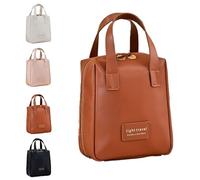 Eretinputc Makeup Bag, 2024 New Cosmetics Bags, Eretinputc Cosmetics Bags, PU Large Capacity Waterproof Travel Portable Makeup Bag with Divider and Handle (Mocha Brown(Enhanced))