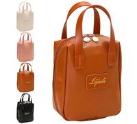 Eretinputc Makeup Bag Lijiali, 2024 New Premium Makeup Bag for Women and Girls, Large Capacity Travel Makeup Bag, PU Leather Toiletry Cosmetic Bag with Handle and Divider (Brown)