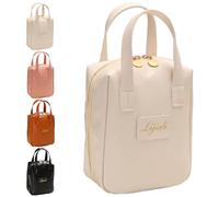 Eretinputc Makeup Bag Lijiali, 2024 New Premium Makeup Bag for Women and Girls, Large Capacity Travel Makeup Bag, PU Leather Toiletry Cosmetic Bag with Handle and Divider (White)