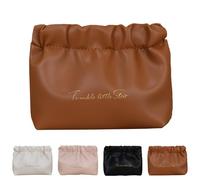 Eretinputc Makeup Bag Lijiali, 2024 New Premium Makeup Bag for Women and Girls, Large Capacity Travel Makeup Bag, PU Leather Toiletry Cosmetic Bag with Handle and Divider (S-Brown)