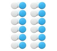 Erewa Paquete de 12 fundas para lentes de contacto con soporte para lentes de contacto (blanco y azul)