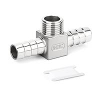 ERGAOBOY 1 pieza de unión en T con espiga para manguera de acero inoxidable 304, 1/2"BSP macho x 20mm con espiga x 20mm con espiga, conector de manguera de 3 vías con abrazadera para aire/líquido/gas
