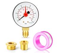 ERGAOBOY 1 Piezas 0-10 bar 1/4" BSP manómetro de acero inoxidable para bomba de pozo, escala decimal de superficie de 2" pulgadas para agua, aceite, gas, montado bajo soporte