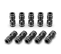 ERGAOBOY 10 Pcs Straight 6MM Tube OD Push to Connect Tube Fittings, Black Push in Quick Release Fitting Connectors Pneumatic Push Lock PU6