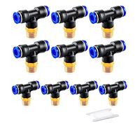 ERGAOBOY 10 Piezas 8MM Tubo OD x 1/4" BSP Macho Rama Te Empujar para Conectar Racores Conectores Neumáticos