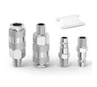 ERGAOBOY 2 juegos de conectores para líneas de aire, racores para compresores con manguera Euro Airline, kit de acoplamiento y enchufe macho BSP de 1/4", conectores neumáticos de alto caudal