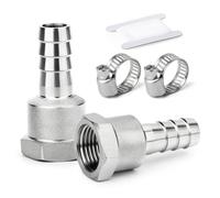 ERGAOBOY 2 Pieza Racores de acero inoxidable 304 con espiga, de 10 mm a rosca hembra BSP de 1/4", conectores industriales de compresión para sistemas de agua, combustible, aire y hidráulicos