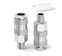 ERGAOBOY 2 Piezas 3/8" BSP Macho Racores para manguera de aire, Acoplador industrial de conexión rápida para línea de aire, Kit de reparación para manguera de compresor neumático
