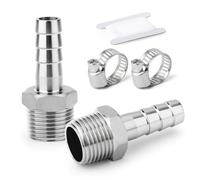 ERGAOBOY 2 piezas acero inoxidable 304 20 MM OD Barb to 1/2" BSP barb de manguera macho, cel agua de compresión de accesorios, industrial