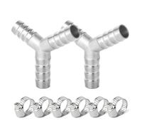 ERGAOBOY 2 piezas boquilla de manguera de acero inoxidable de 12 mm pieza en T, racor de manguera SUS 304 en forma de T de 3 vías con abrazadera de 6 piezas