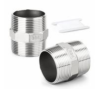 ERGAOBOY 2 piezas de accesorios para tuberías con boquilla hexagonal de acero inoxidable 304 con rosca BSP macho de 1-1/4" a macho de 1-1/4", conector recto y adaptador.
