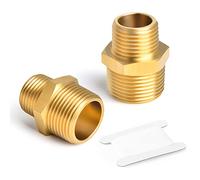 ERGAOBOY 2 piezas de accesorios para tuberías de latón, boquilla hexagonal reductora, conector acoplador BSP macho de 1/2" x 3/8" para agua/aceite/gas