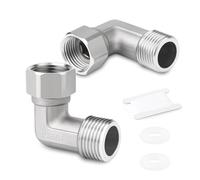 ERGAOBOY 2 piezas de acero inoxidable 304, codo de 90 grados, 2 extremos, conector flexible móvil, 1/2" hembra y macho para rociador, válvula angular, brazo de ducha