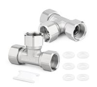 ERGAOBOY 2 piezas de acero inoxidable 304 conector en T flexible y móvil de 3 vías y 3 extremos, racor en T hembra de 1/2" para pulverizador, válvula angular y brazo de ducha