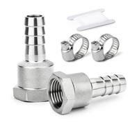 ERGAOBOY 2 piezas Racor de manguera, 16 MM Barb a 1/2" BSP rosca hembra, racor de manguera, acero inoxidable 304, el agua de compresión de accesorios, industrial