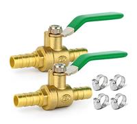 ERGAOBOY 2 uds 8mm Válvula de Bola de Cierre de lengüeta Recta de 2 vías, válvula de Bola de latón con Interruptor de lengüeta de Manguera de 8mm con 4 Abrazaderas