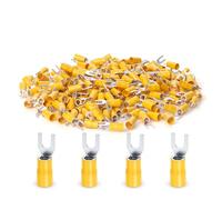 ERGAOBOY 200Pcs 12-10 AWG aislados tenedor pala conectores de alambre, amarillo U-Tipo eléctrico terminal de crimpado