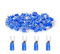 ERGAOBOY 200Pcs 16-14 AWG aislados tenedor pala conectores de alambre, azul U-Tipo eléctrico terminal de crimpado