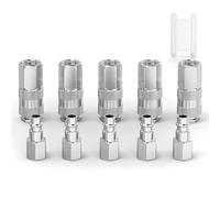 ERGAOBOY 5 juegos de conectores para líneas de aire, racores para compresores con manguera Euro Airline, kit de acoplamiento y enchufe hembra BSP de 1/4", conectores neumáticos de alto caudal