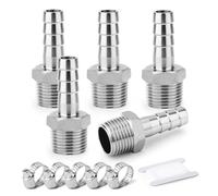 ERGAOBOY 5 piezas acero inoxidable 304 18 MM OD Barb a 3/4" BSP barb de manguera macho, el agua de compresión de accesorios, industrial
