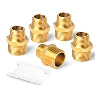 ERGAOBOY 5 piezas de accesorios para tuberías de latón, boquilla hexagonal reductora, conector acoplador BSP macho de 3/8" x 1/4" para agua/aceite/gas