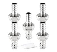 ERGAOBOY 5 piezas de racores pasamuros con espiga para manguera de acero inoxidable 304, conector de montaje en panel con unión recta de 10 mm para aire, agua y combustible