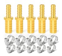 ERGAOBOY 5 uds 6mm x 12mm conector de lengüeta de manguera reductora de latón, accesorio de manguera recta de 2 vías con 10 abrazaderas