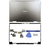 eRgDFS Reemplazo de Cubierta Trasera LCD, bisagras de Bisel Frontal, Tornillos compatibles con X360 15-BP 15-BQ 15M-BP TPN-W127, Piezas Plateadas para portátiles(AB Hinges)
