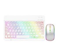 eRgDFS Teclado y Mouse compatibles con Teclado retroiluminado Android con diseño portugués árabe español(Backlight White Set)