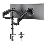 ErGear Soporte Monitor Doble, Montaje Apilado para Pantallas de 13″-32″, Hasta 9kg por Brazo, Estabilidad Mejorada con Abrazadera C Integrada, Gestión Cable Mejorada, VESA 75x75/100x100mm, Color Negro