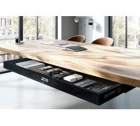 Ergo Office ER-302 - Cajón para debajo de la mesa (758 mm, plástico resistente, con guías de acero de hasta 10 kg, organizador de espacio de trabajo para oficina y oficina en casa, color negro)