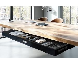 Ergo Office ER-302 - Cajón para debajo de la mesa (758 mm, plástico resistente, con guías de acero de hasta 10 kg, organizador de espacio de trabajo para oficina y oficina en casa, color negro)