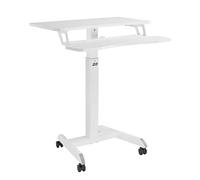 Ergo Office ER-444 W Escritorio de pie Ajustable en Altura y con Ruedas Estación de Trabajo con Doble Plataforma Que Puede Cargar hasta 8kg Blanco