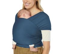 Ergobaby Fular portabebés para recién nacidos desde el nacimiento hasta los 11,3 kg, fular Aura Knit fabricado con tejidos reciclados, elástico y transpirable, fular unisex, Azul (Twilight Navy)