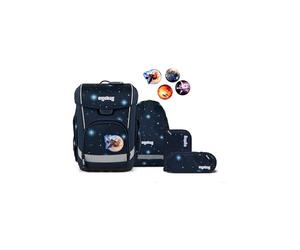 ergobag Cubo Light Set Mochila Escolar ergonómica, Extra Ligera, Juego de 5 Piezas, 860g AtmosBear - Azul Oscuro
