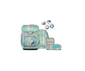 ergobag Cubo Light Set Mochila Escolar ergonómica, Extra Ligera, Juego de 5 Piezas, 860g Magic BubbleBear - Menta