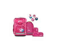 ergobag Cubo Light Set Mochila Escolar ergonómica, Extra Ligera, Juego de 5 Piezas, 860g StarlightBear - Fucsia