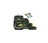 ergobag Cubo Set Mochila Escolar ergonómica clásica, Set de 5 Piezas para Primer Curso de Primaria Carrera CyBear - Negro